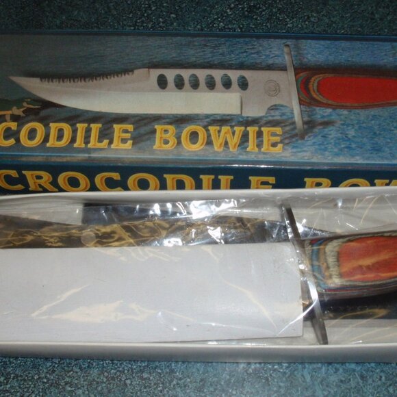 13" Chipaway Cutlery Crocodile Bowie Knife SS 8.25" Blade W Frost Wood Handle - Picture 2 of 3